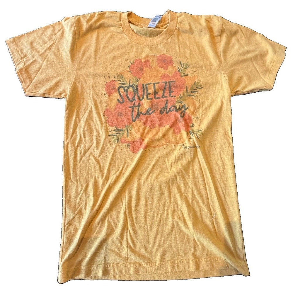 American Apparel S Squeeze the Days Floral Graphic T Shirt Mustard Yellow